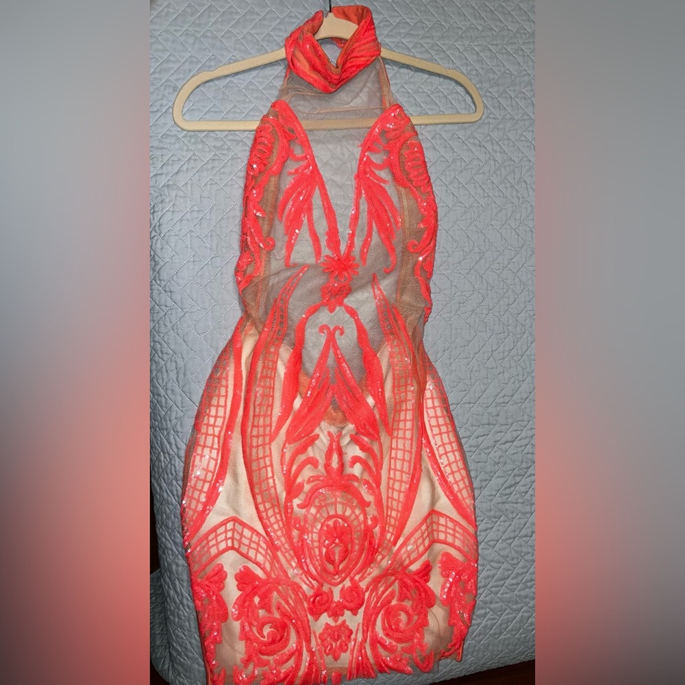 Hot Pink Custom Made Sequence Dress